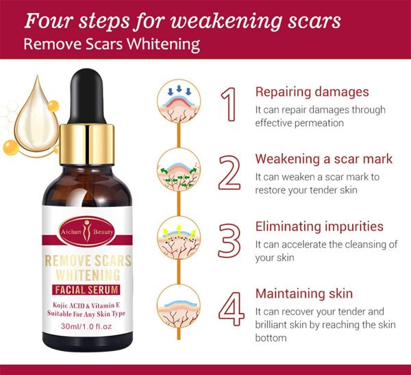 Aichun Beauty Scar Removal Facial Serum Pimples Stretch Marks Face Moisturizing Body Remove Scars Kojic Acid | Vitamin – E | 30ml