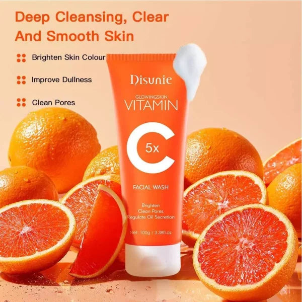 Disunie Vc Facial Wash Cleanser Oil Control Anti-acne Glowing Collagen Deep Clean | Disunie Glowing Skin Vitamin C Facial Wash | 100 Gram