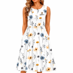 Zambeel Women's Floral Print Sleeveless Pocket Sundress
