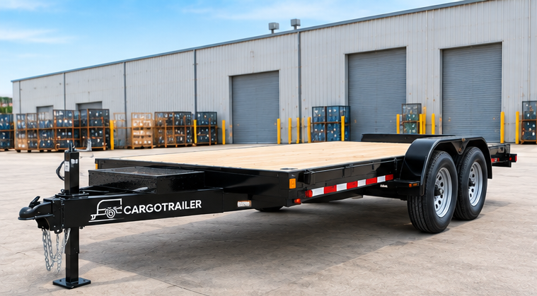 img08_1-1.png Cargotrailer 6′ x 12′ Flatbed Trailer – Tandem Axle, Wood Deck, Drive-Over Fenders - Image 1
