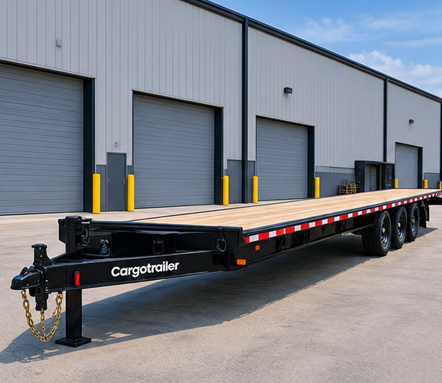 Cargotrailer 8.5′ x 40′ Flatbed Trailer – Triple Axle, Deckover, Wood Deck