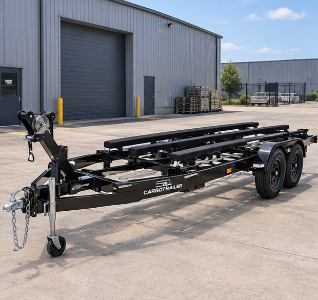 Cargotrailer 24 ft x 42 ft Jet Ski Trailer – Tandem Axle, Carpeted Bunks, Winch Stand